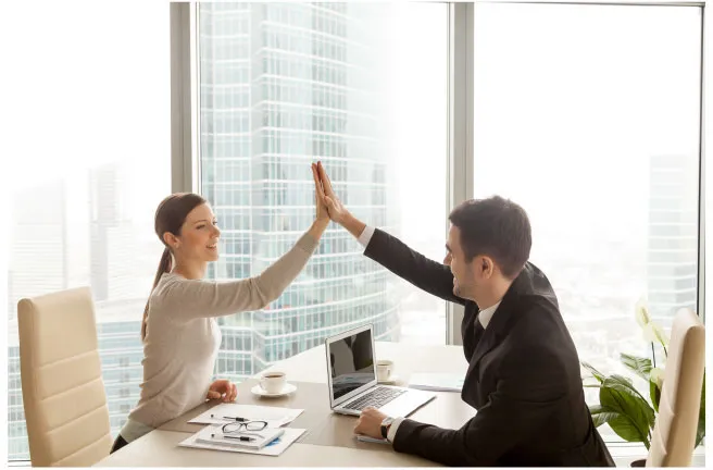 Business high five